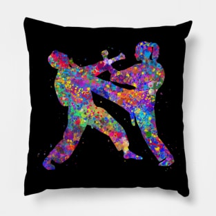Taekwondo  watercolor art Pillow