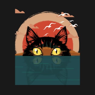 Black cat peeking T-Shirt