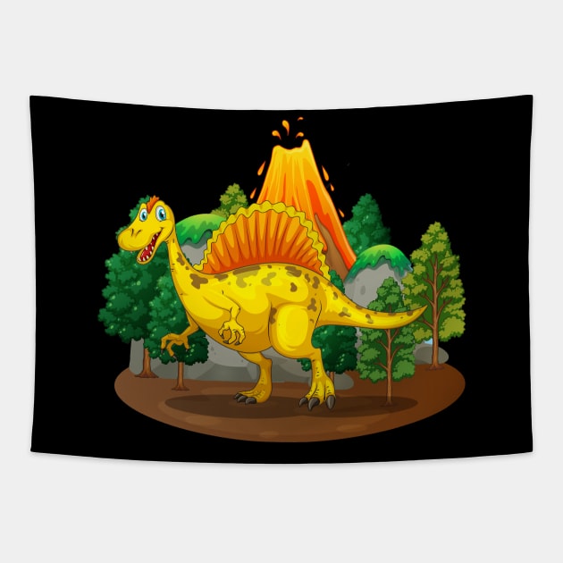 Dinosaur and Volcano Tapestry by Trendy_Designs