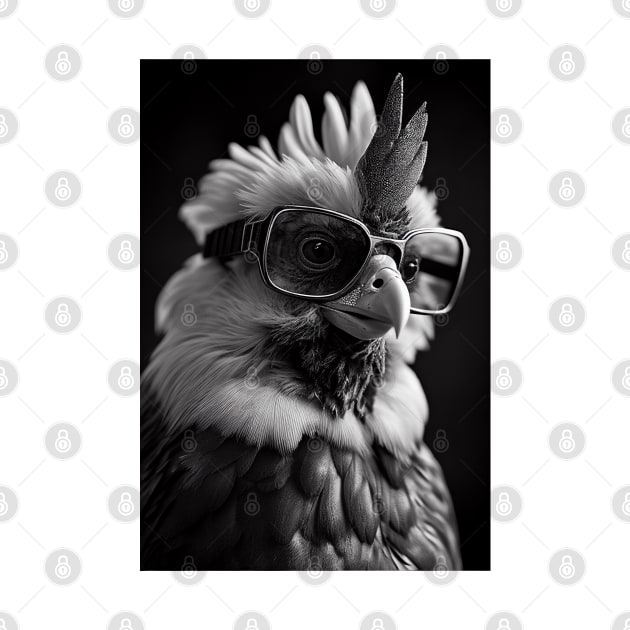 Rooster Ruckus: A Black and White Portrait by Artventure1