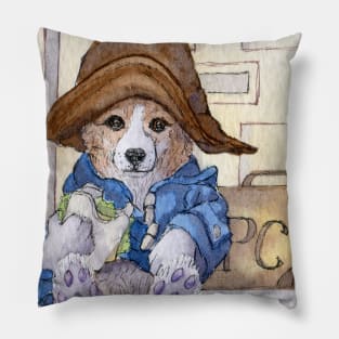 Pembroke corgi dog with his cheese and lettuce sandwich Pillow