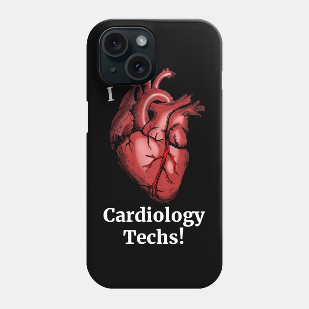 I heart cardiology techs with real heart image Phone Case by DesignIndex