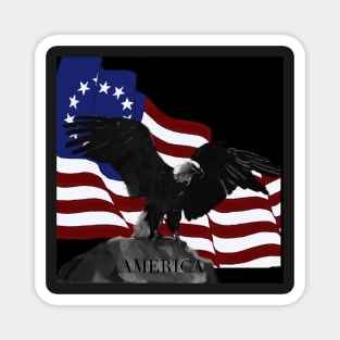 13 Star American Flag with a Bald Eagle Magnet