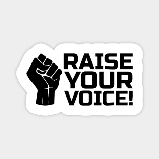 Raise Your Voice with Fist 2 in Black Magnet