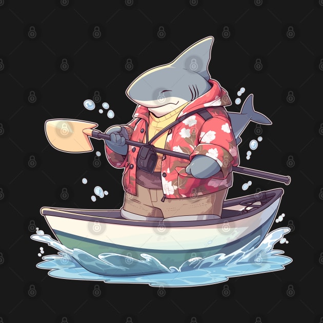 Super Cute Shark Standing in a Canoe by DanielLiamGill