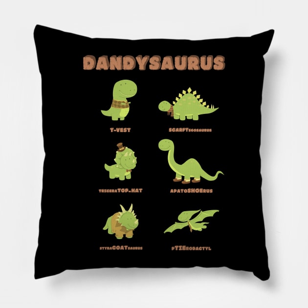 DANDYSAURUS - Dark Version Pillow by AnishaCreations