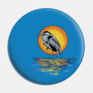 Heron Sunset Pin