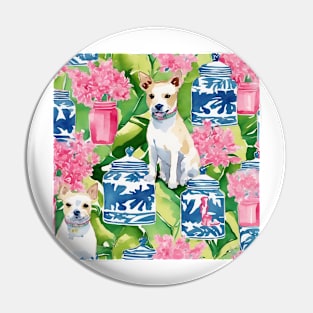 Terriers, cherry blossom, and chinoiserie jars Pin