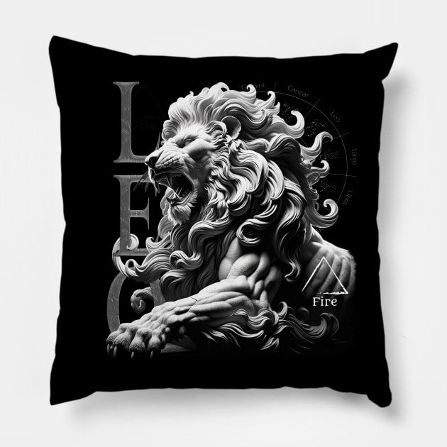 Majestic Leo Zodiac Sign & Fire Element Artwork Pillow by Deadpan Couture