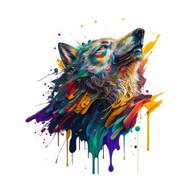 Wolf Splash Art: Colorful Fantasy Painting #3 by AntielARt