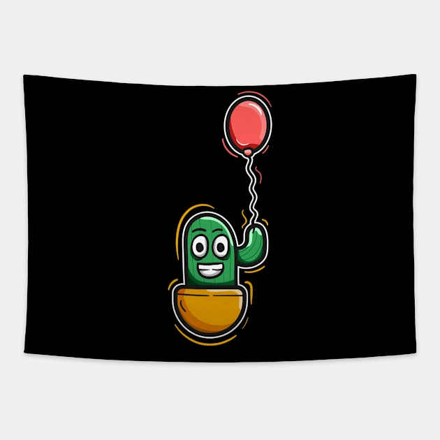 Cactus and balloon Tapestry by happymonday