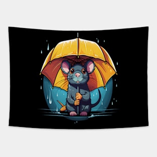 Rat Rainy Day With Umbrella Tapestry