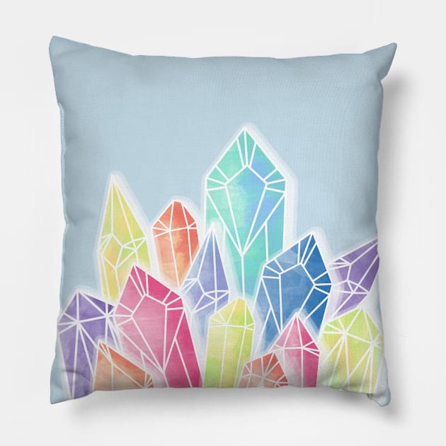 Crystals Blue Pillow by PrintablesPassions