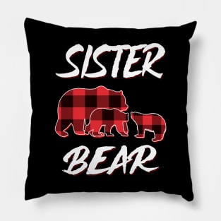 Sister Bear Red Plaid Christmas Pajama Matching Family Gift Pillow