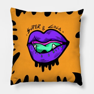 Dope purple evil mouth illustration Pillow