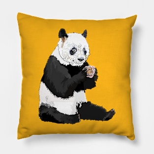 Panda holding a rose Pillow