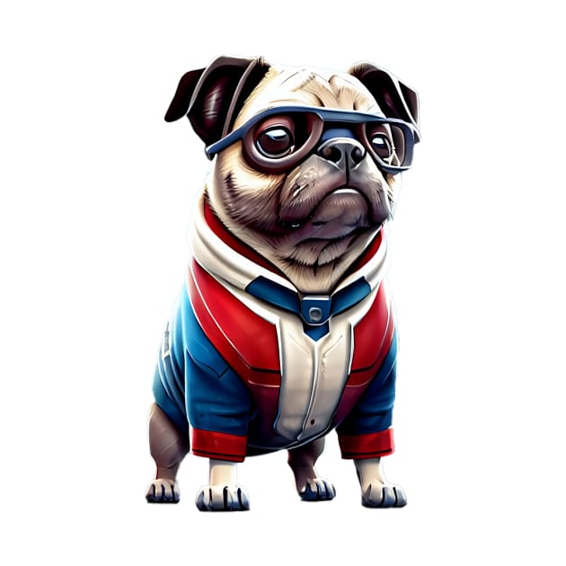 Cute Pug in Time Travel Suit - Adorable Pug in Quantum Real-Time Travel Costume by fur-niche