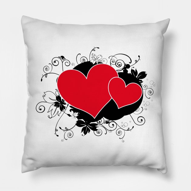 Valentine's Day - Floral Heart p Pillow by GNDesign