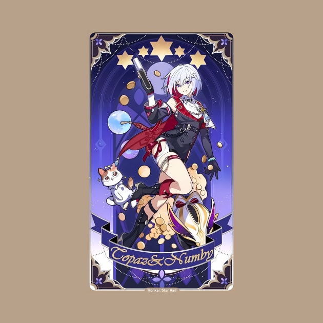 Topaz and Numby Revelation Card Honkai Star Rail by kazatodoesart