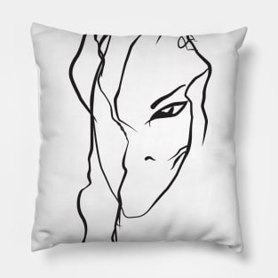 Lineart charming girl face Pillow