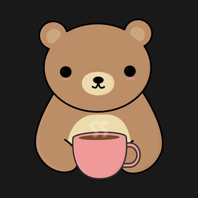 Cute Brown Bear Drinking Coffee T-Shirt by happinessinatee