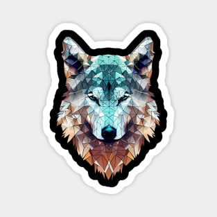 Geometric Wolf design | Colorful Wild Animal Magnet