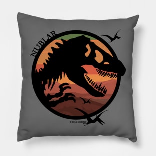 Isla Nublar - Jurassic Tyrannosaurus - Raptor - Sunset Silhouette Pillow