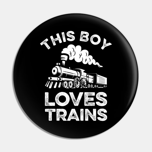 This Boy Loves Trains Pin by LawrenceBradyArt