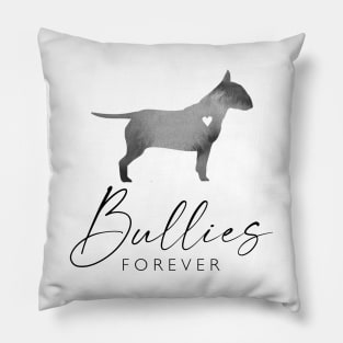 Bull Terrier Dog Lover Gift - Ink Effect Silhouette - Bullies Forever Pillow