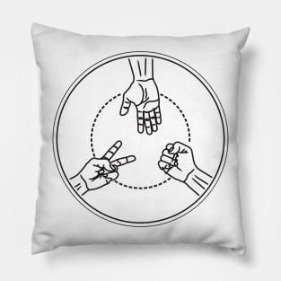 playing rock paper scissors in circle frame Pillow