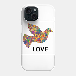 Dove in multicoloured design with love writing Phone Case