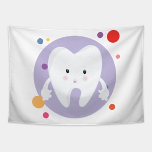 Sad Scared Broken Tooth With Cavity Adorable Cute Kawaii Design Tapestry