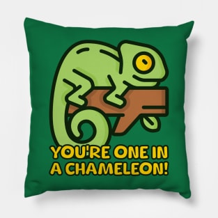 You're One In A Chameleon! Cute Chameleon Pun Cartoon Pillow