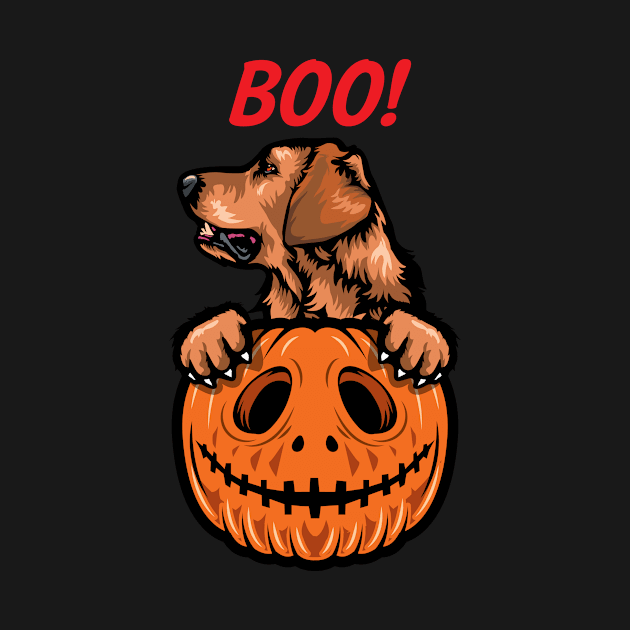 Halloween Pumpkin Golden Retriever by IPRINT