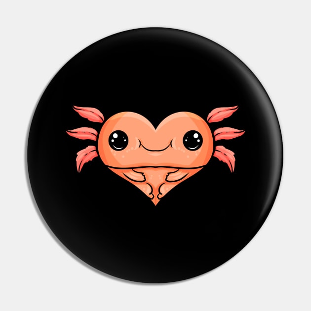 Kawaii - I love Axalotl - the heart shaped Axalotl Pin by SinBle
