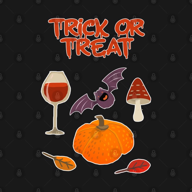 Trick or treat autumn Halloween design by Daria Popkova