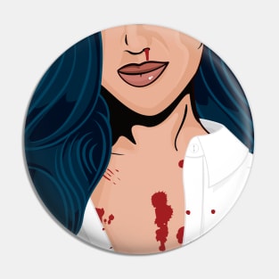 Bloody Halloween Pop Art Girl Pin