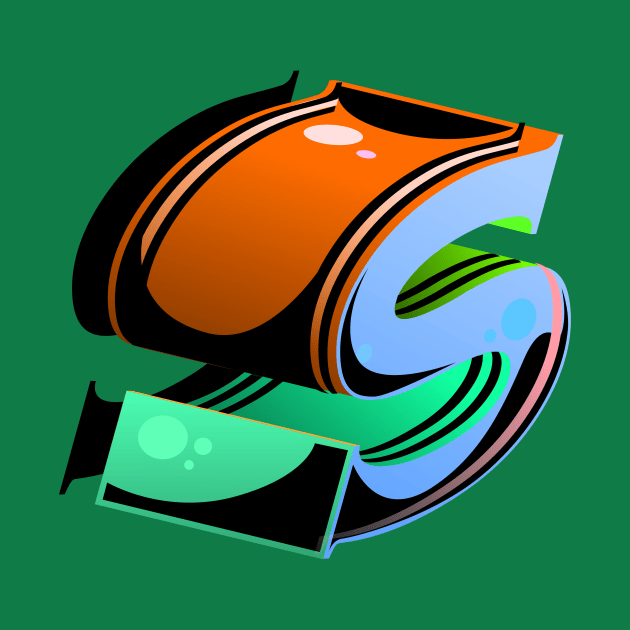 S letter in Orange and green by burbuja