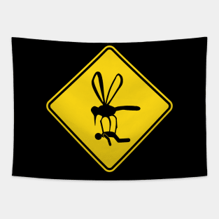 Giant Mosquito Warning Sign Tapestry