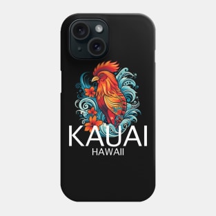 Kauai Hawaii - Rooster (with White Lettering) Phone Case