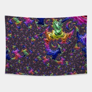 Funky Vivid Colorful Psychedelic Rainbow Fractal Tapestry