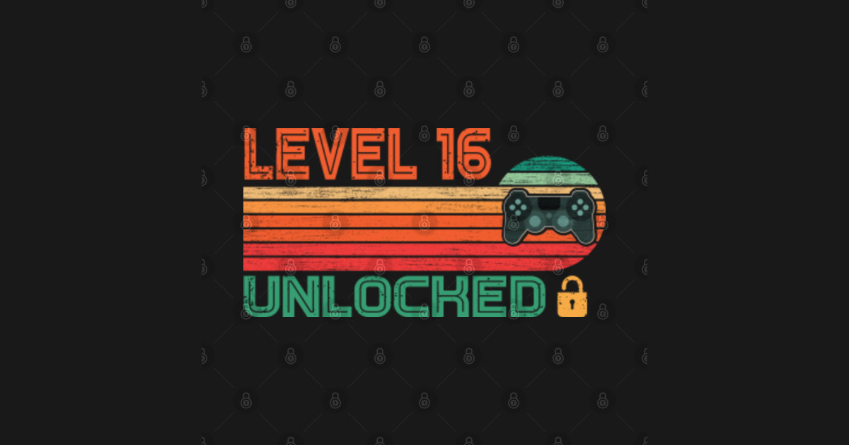 Level 16 Unlocked Birthday Game Vintage Retro - Level 16 ...