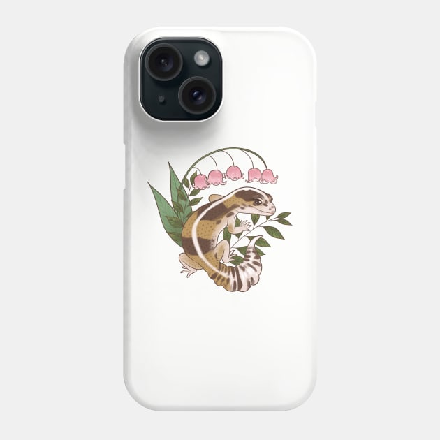 African Fat-Tailed Gecko with Lily of the Valley Phone Case by starrypaige