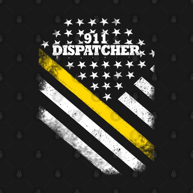 911 Dispatcher Thin Gold Line American Flag by bluelinemotivation