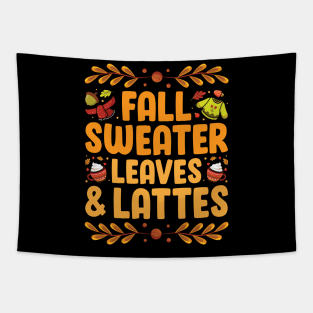 Fall Sweater Leaves Latte Tapestry
