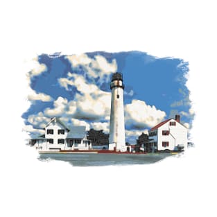 Fenwick Island Lighthouse Watercolor Street View T-Shirt