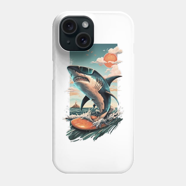 Surfing Shark Surf Retro Cool Gift For Surfer Funny Croc Surfin' Alligator Beach. Phone Case by DeanWardDesigns