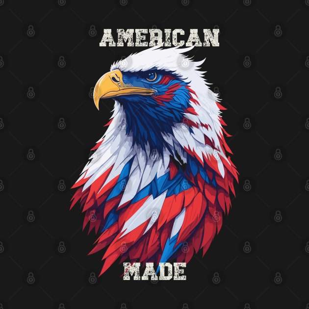 American Made Patriotic Bald Eagle with American Flag by LittleBearBlue