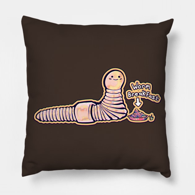 For breakfast worms eat dirt Pillow by lusalema