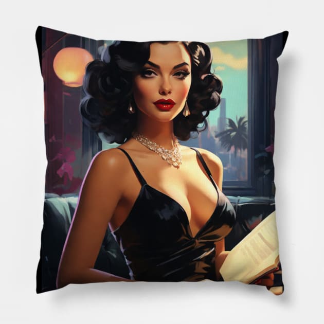 Noir Femme Fatale 1940’s (version 2) Pillow by StudioX27